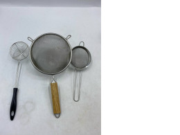 Set of 3 Stainless steel strainers and wire colanders are kitchen utensils. Set of 3 Stainless steel strainers and wire colanders are kitchen utensils.