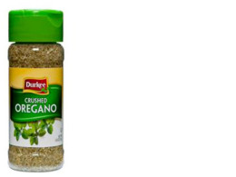 container of Durkee Crushed Oregano. 