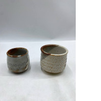 set of 2 Japanese ceramic teacup (shinoware or chawan)