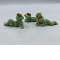 set of 3 Japanese ceramic frog-shaped chopstick rest set of 3 Japanese ceramic frog-shaped chopstick rest