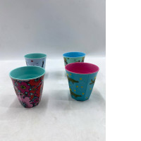 Set of 4 Plastic drinking cups with Christmas designs.