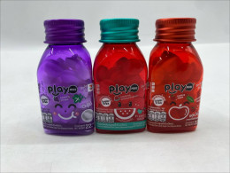 Set of 3 Playmore Sugar-Free Cooling Candies in Grape, Watermelon, and Apple flavors. 