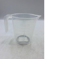  transparent plastic measuring jug, likely with a 1-liter 