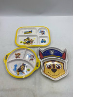 Set of 3 The children's dinnerware set has cartoon designs. Set of 3 The children's dinnerware set has cartoon designs.