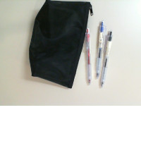 Stationery set, black pencil case and 3 pens