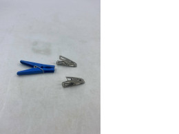 set of 3 Blue plastic clothes clips and stainless steel clothes clips.