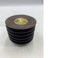 set of 6 Retro-style Yan Dan wooden tea coaster for tea ceremony.