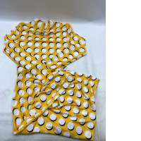 Long-sleeved yellow polka dot dress