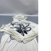 SKA Original Sure Design crinkled cotton unisex octopus hoodie in white