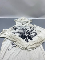 SKA Original Sure Design crinkled cotton unisex octopus hoodie in white