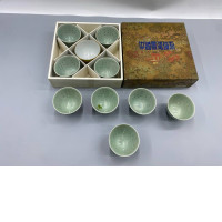 Set of 10 Glass Green Japanese tea cup