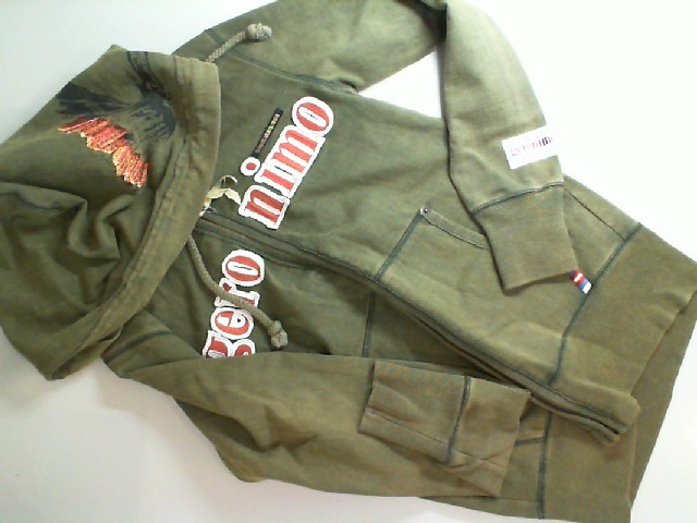 Green sweatshirt with embroidery on the zipper Green sweatshirt with embroidery on the zipper