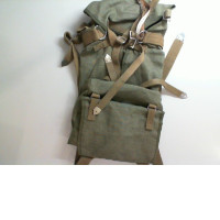 Green burlap backpack