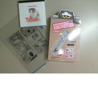 Set of 3, small document folder, notepad, marker with stickers