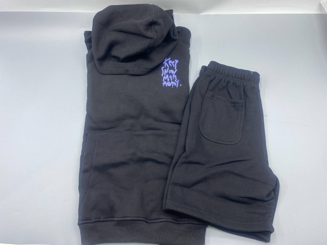 Women's black hooded sweatshirt and black thermal pants. Women's black hooded sweatshirt and black thermal pants.