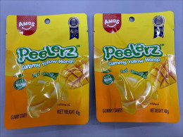 Set of 2 Amos Peelerz Gummy Yellow Mango candy. 