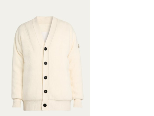 an off-white wool blend cardigan from Profuomo. an off-white wool blend cardigan from Profuomo.