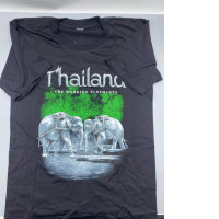 Thailand The Working Elephants" graphic t-shirt in black with a crew neck. 