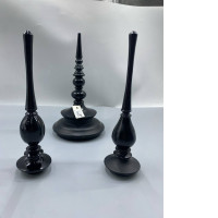 set of 3 Tall black pole top ornament
