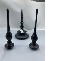 set of 3 Tall black pole top ornament