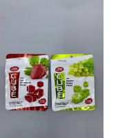 Set of 2 Jelly cubes, strawberry flavored jelly, grape flavored jelly.