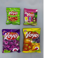 Set of 4 YOYO Watermelon-flavored Yo-Yo jelly, mixed fruit-flavored dinosaur-shaped jelly, grape-flavored jelly, mixed fruit-flavored jelly.