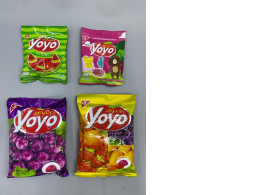 Set of 4 YOYO Watermelon-flavored Yo-Yo jelly, mixed fruit-flavored dinosaur-shaped jelly, grape-flavored jelly, mixed fruit-flavored jelly.