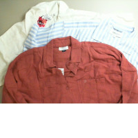 Set of 3 men's shirts, red, white, striped