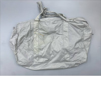 Muji water-repellent foldable Boston bag in a light gray/beige color. 