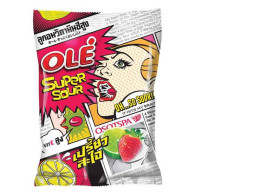set of 2 Ole Super Strawberry Lime Flavored Candy, 17.5 grams.