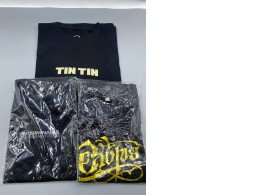 set of 3 These black t-shirts have patterns.