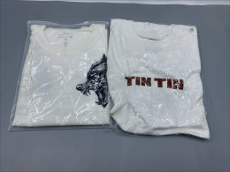 set of 2 White t-shirt with a design.