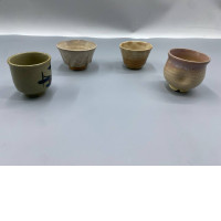Set of 4 Glass; Japanese short hot tea glass.