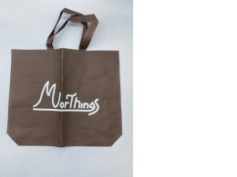  brown non-woven tote bag with the "VorThings" logo printed in white. 