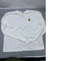 White long-sleeved T-shirt with a small embroidered logo.