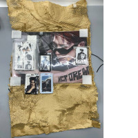 Set of 6 A K-pop themed merchandise set featuring Stray Kids photocards and stickers related to their 'Hollow' and 'Karma' concepts. The set includes various lomography cards and stickers depicting the Stray Kids members. "ИСТ OREST"