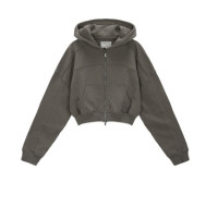 Dark gray hooded sweatshirt with a full-length zipper. #31
