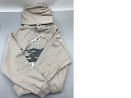 beige unisex hoodie featuring a "HALFSAVAGE" logo and flame graphics. #72 beige unisex hoodie featuring a "HALFSAVAGE" logo and flame graphics. #72