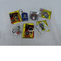 Set of badges, keychains and acrylic stands