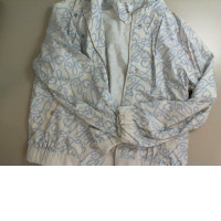 Women's jacket, white with a blue pattern
