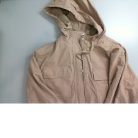 Light brown women's jacket with a hood