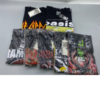 Set of 7 Black short-sleeved crew neck t-shirt with a pattern. Set of 7 Black short-sleeved crew neck t-shirt with a pattern.