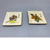 set of 2 Kyoto-style square ceramic tea plate set of 2 Kyoto-style square ceramic tea plate
