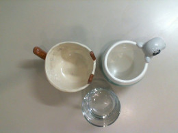 Set of 2 ceramic mugs + 1 glass cup