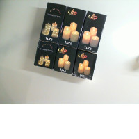 Set of 6 plastic battery-operated candles, 3 medium size + 3 small size