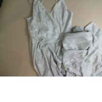 Gray dress, open, long