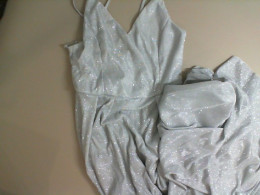 Gray dress, open, long