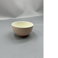 Glass bowl with CMG pattern, pink diamond design.