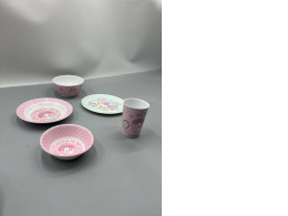 Set of 5 This Sanrio My Melody themed melamine tableware set includes bowls, plates, and cups featuring My Melody characters. Set of 5 This Sanrio My Melody themed melamine tableware set includes bowls, plates, and cups featuring My Melody characters.