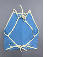 Blue ribbed halter neck crop top